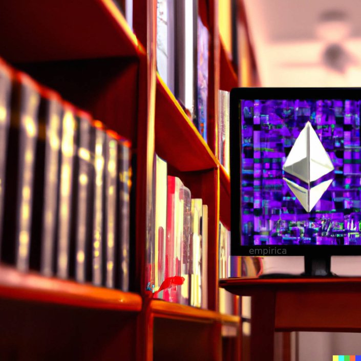 DALL·E-2022-11-19-12.52.01-a-computer-screen-with-ethereum-sign-in-the-background-a-wall-with-shelves-full-of-books-cyberpunk-705x705